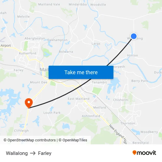 Wallalong to Farley map