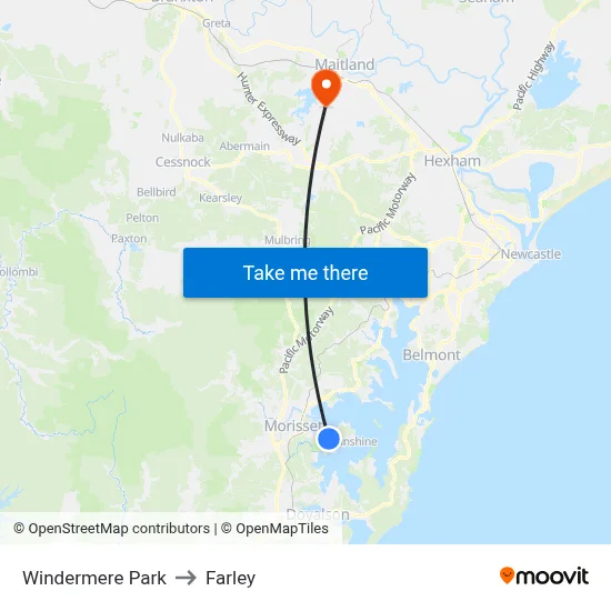 Windermere Park to Farley map