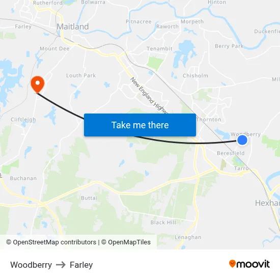 Woodberry to Farley map