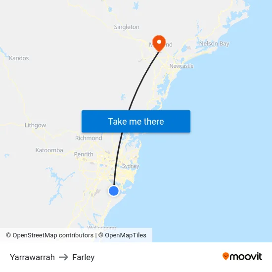 Yarrawarrah to Farley map