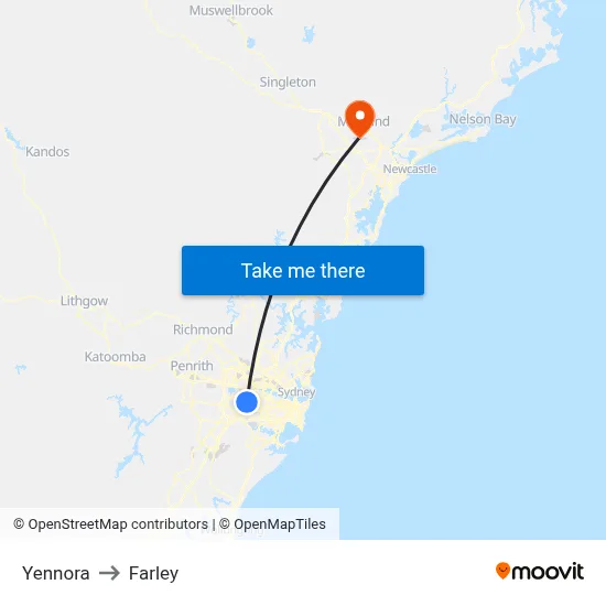 Yennora to Farley map