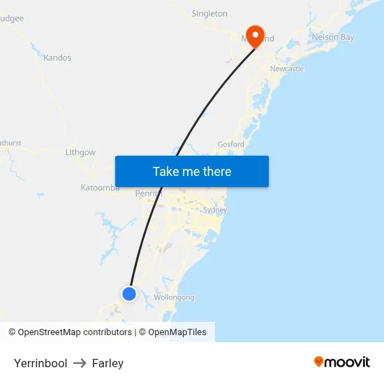 Yerrinbool to Farley map