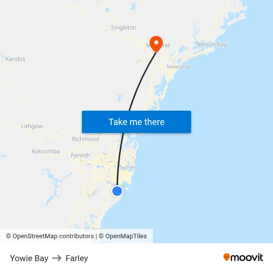 Yowie Bay to Farley map