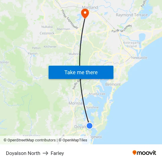 Doyalson North to Farley map