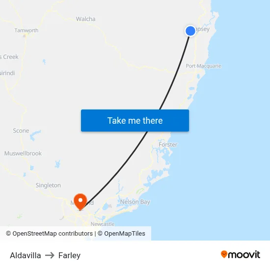 Aldavilla to Farley map