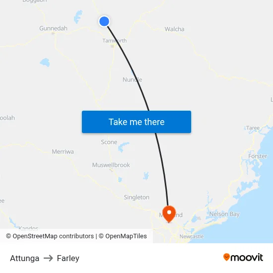 Attunga to Farley map