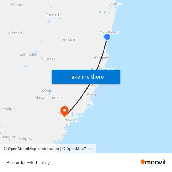 Bonville to Farley map