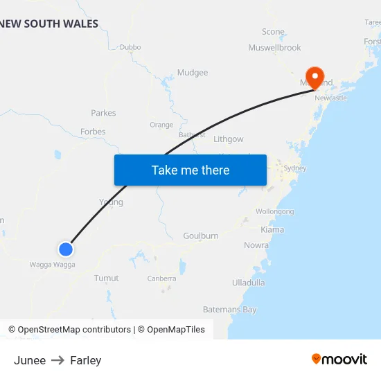 Junee to Farley map