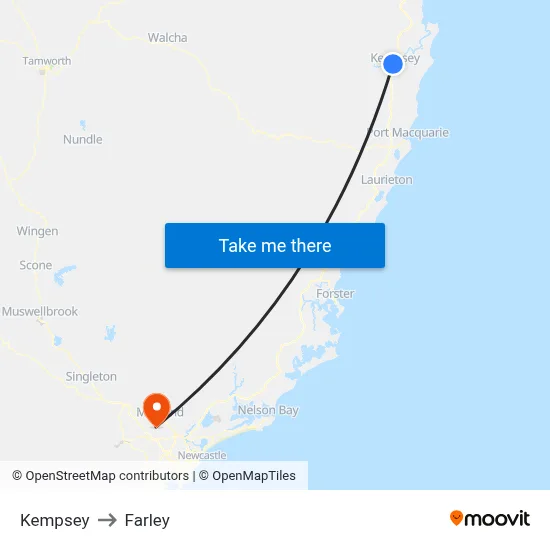 Kempsey to Farley map