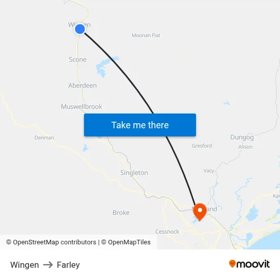 Wingen to Farley map