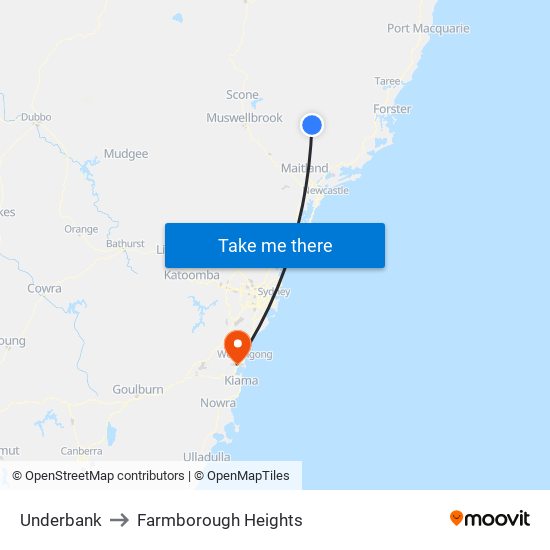 Underbank to Farmborough Heights map