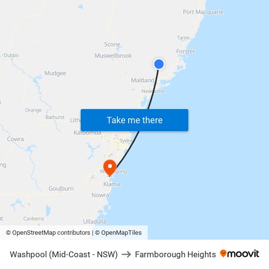 Washpool (Mid-Coast - NSW) to Farmborough Heights map