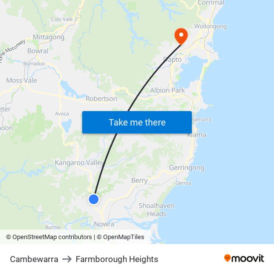 Cambewarra to Farmborough Heights map