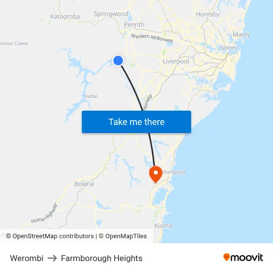 Werombi to Farmborough Heights map