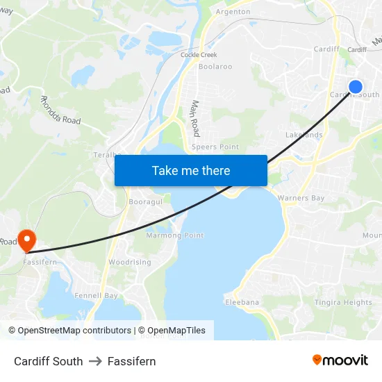 Cardiff South to Fassifern map