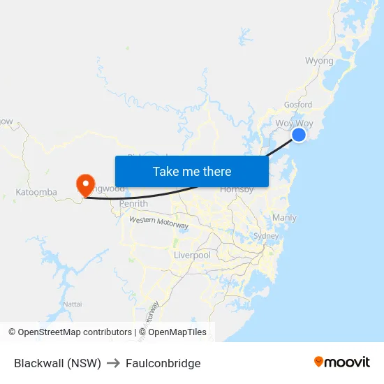 Blackwall (NSW) to Faulconbridge map