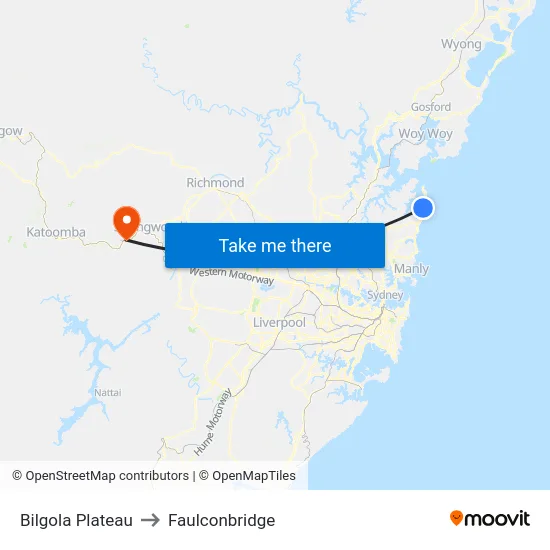 Bilgola Plateau to Faulconbridge map