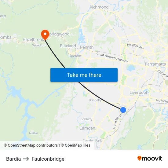 Bardia to Faulconbridge map