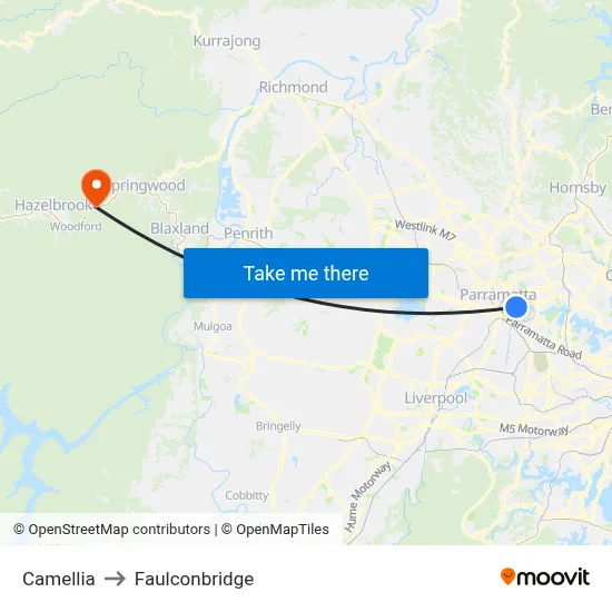 Camellia to Faulconbridge map