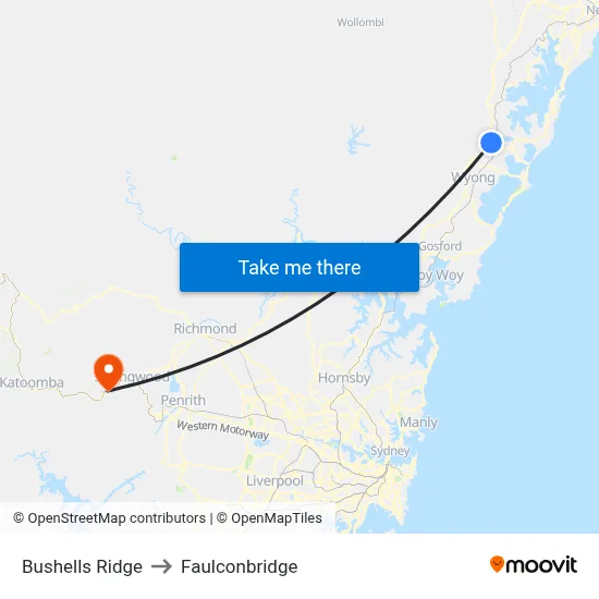 Bushells Ridge to Faulconbridge map