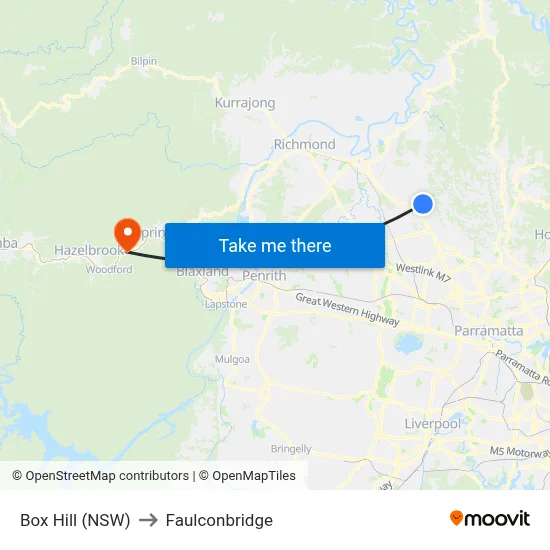 Box Hill (NSW) to Faulconbridge map