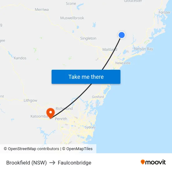 Brookfield (NSW) to Faulconbridge map