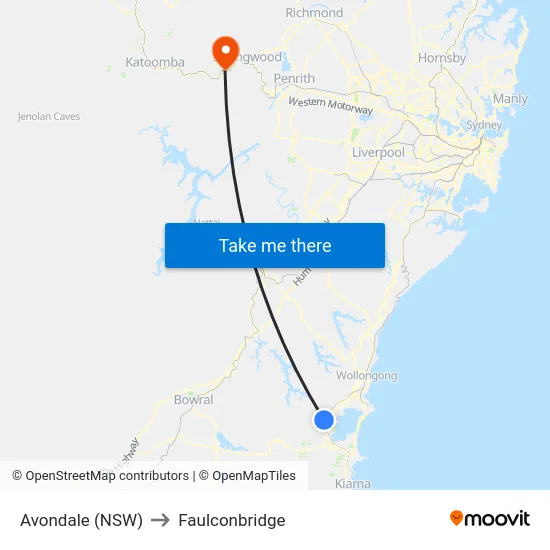 Avondale (NSW) to Faulconbridge map
