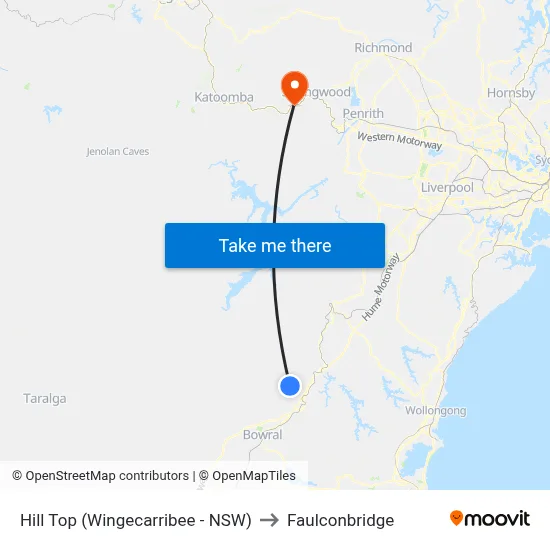 Hill Top (Wingecarribee - NSW) to Faulconbridge map