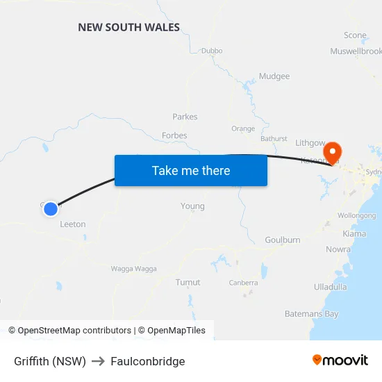 Griffith (NSW) to Faulconbridge map
