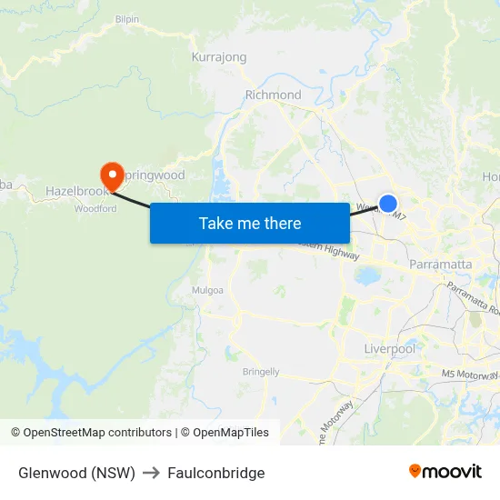 Glenwood (NSW) to Faulconbridge map