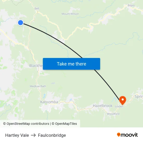 Hartley Vale to Faulconbridge map