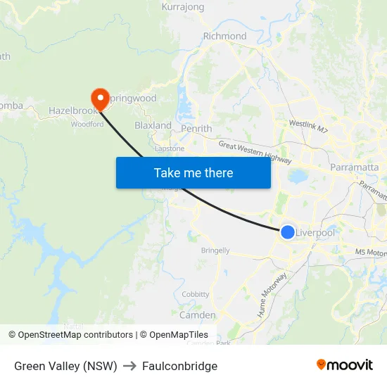 Green Valley (NSW) to Faulconbridge map