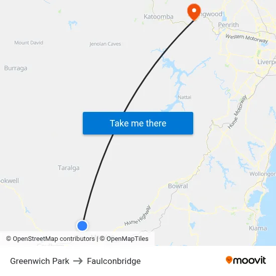 Greenwich Park to Faulconbridge map