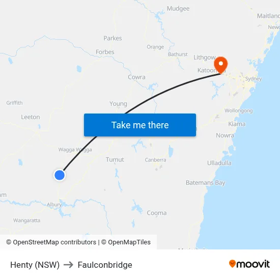 Henty (NSW) to Faulconbridge map