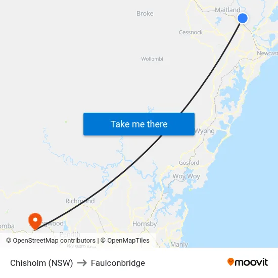 Chisholm (NSW) to Faulconbridge map