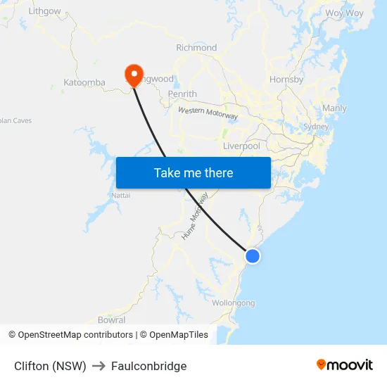 Clifton (NSW) to Faulconbridge map