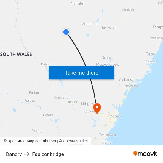 Dandry to Faulconbridge map