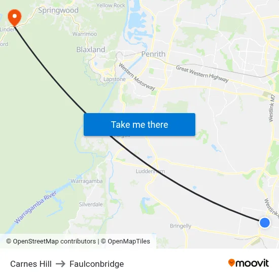 Carnes Hill to Faulconbridge map