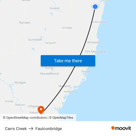 Carrs Creek to Faulconbridge map