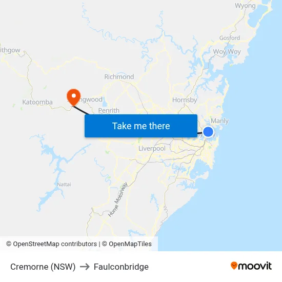 Cremorne (NSW) to Faulconbridge map