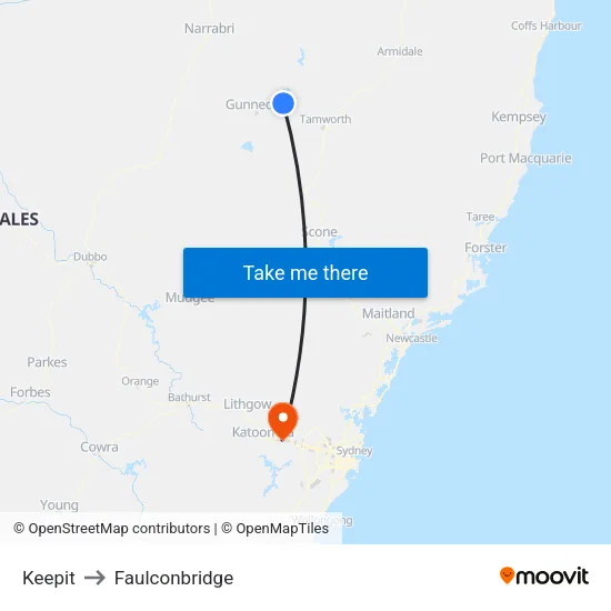 Keepit to Faulconbridge map