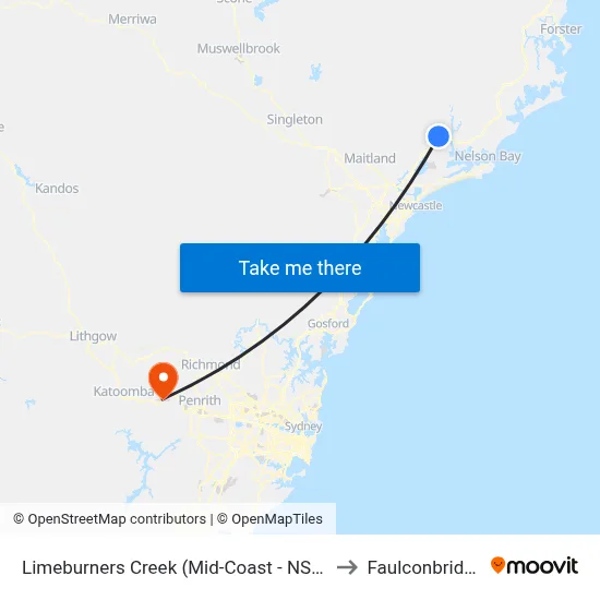 Limeburners Creek (Mid-Coast - NSW) to Faulconbridge map