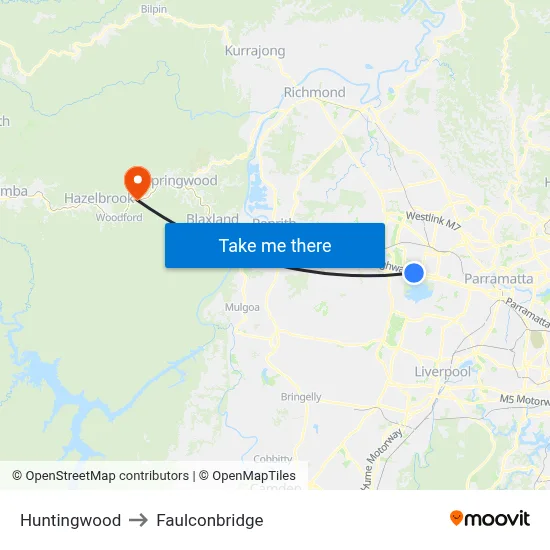 Huntingwood to Faulconbridge map