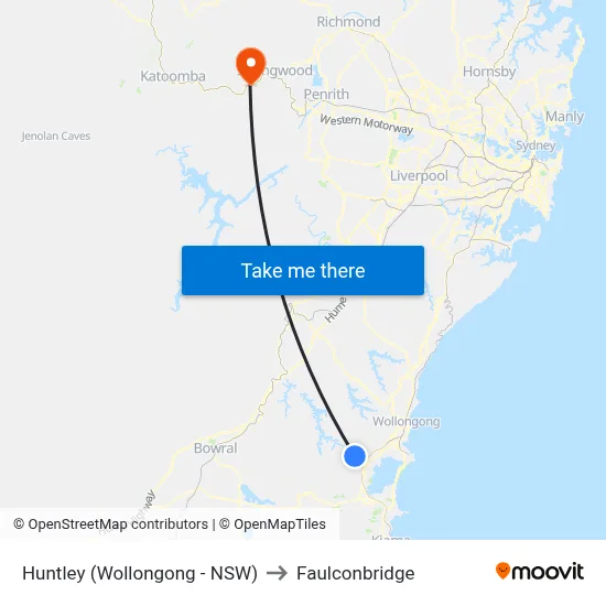 Huntley (Wollongong - NSW) to Faulconbridge map