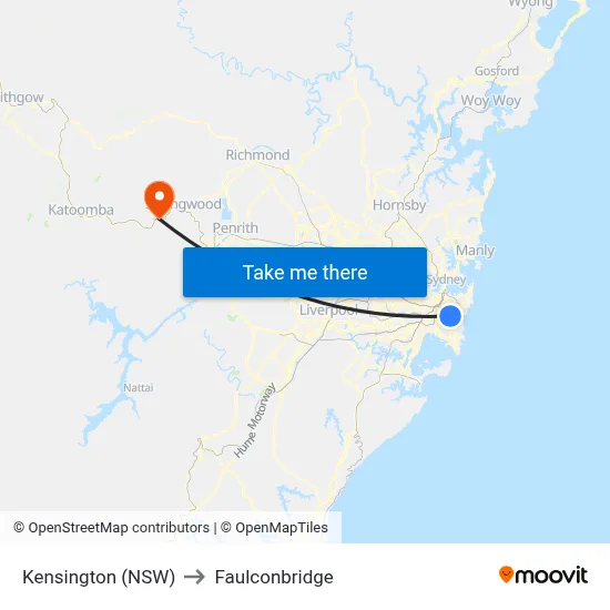Kensington (NSW) to Faulconbridge map