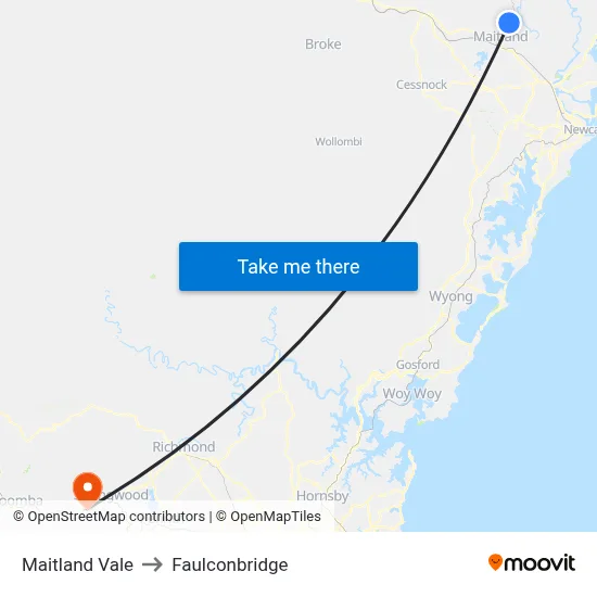 Maitland Vale to Faulconbridge map