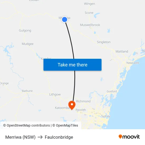 Merriwa (NSW) to Faulconbridge map