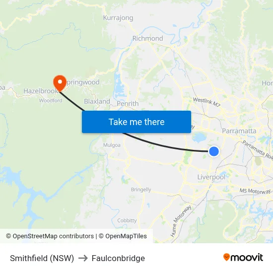 Smithfield (NSW) to Faulconbridge map