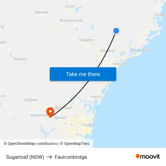 Sugarloaf (NSW) to Faulconbridge map