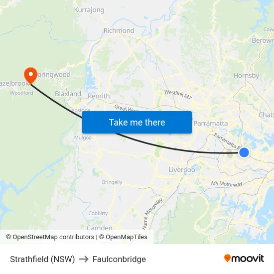 Strathfield (NSW) to Faulconbridge map